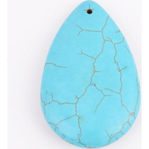 Natural Stone Green Howlite Water Drop Shape Jewelry Finding for Women Men Bracelet Necklace DIY Making 1PC D550