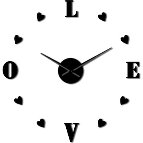 Nordic Modern Decor LOVE Mute Wall Clock Bedroom Living Room Wall Decoration 3D DIY Acrylic Large Wall Clock