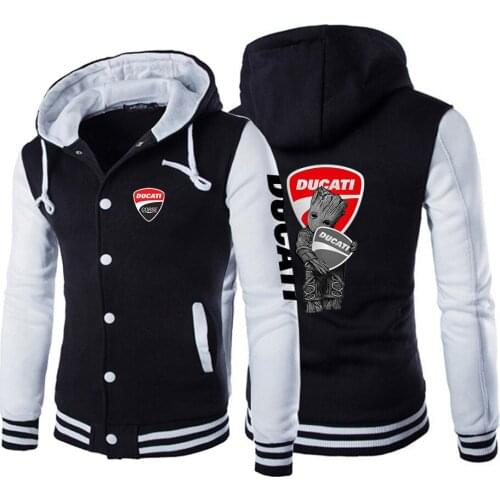 2021 New Mens Ducati High School Hoodies Casual Baseball Uniform Cotton Coats Comfortable Sport Cotton Sweatshirt Jackets