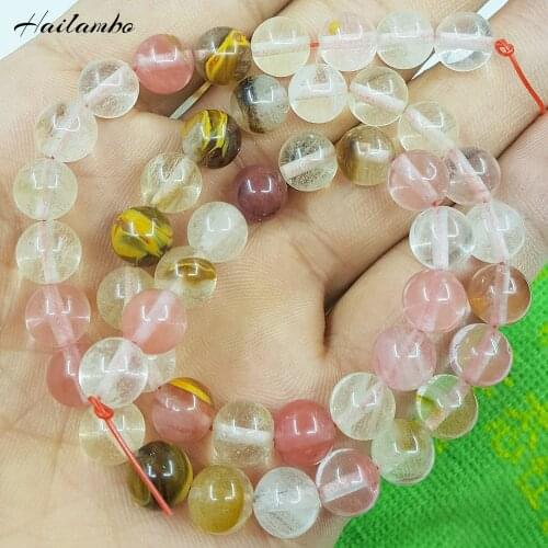 New Arrival 6/8/10mm Natural Volcano Cherry Quartz Round Bead For Making Jewelry DIY Necklace Bracelet Loose Beads Strand LS08