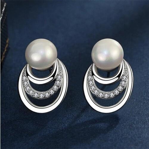 New Arrival Lady 925 Silver Earrings For Women Jewelry Fashion Pearl Multi Layer Stud Earrings Female Piercing Accessories Girls