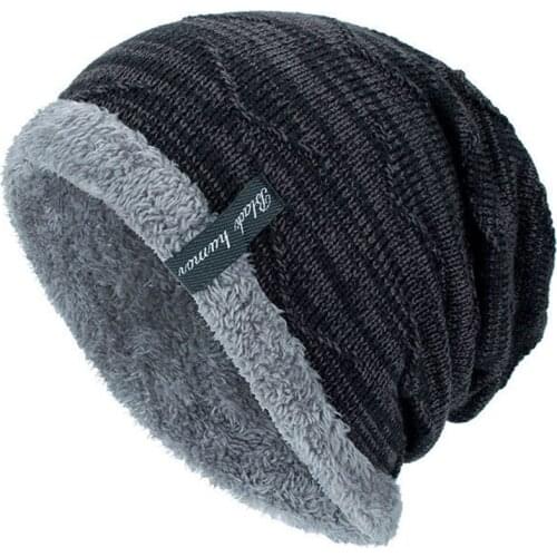 Autumn Winter Men Knitted Hat Casual Warm Comfort Velvet Caps Keep Warming Cold Ski Winter Hats for Men