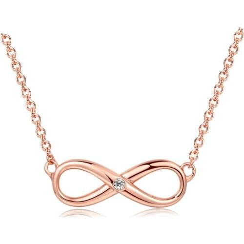 Infinity Necklace For Women Happiness 8 Letter Jewelry Girls Rose Gold Crystal Endless Pendants Necklace Fashion Jewelry Gift