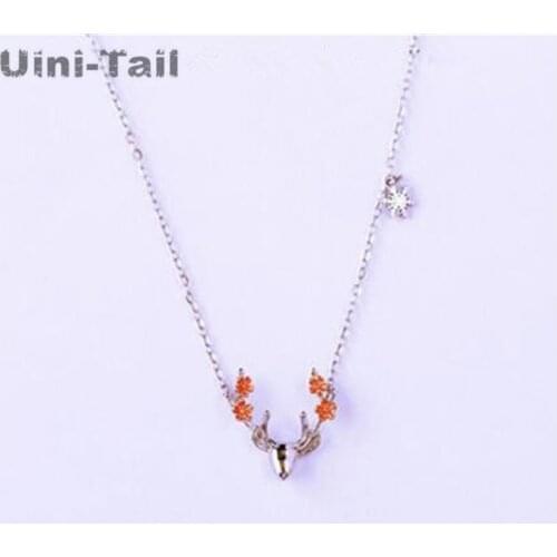 Uini-Tail hot new 925 sterling silver antlers cute necklace deer clavicle chain to send his girlfriend deer pendant Christmas