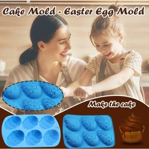 Easter Silicone Mold Easter Day Series Chocolate Baking Epoxy Mold Blue dinosaur egg mold, chocolate egg Festival DIY gift 6hole