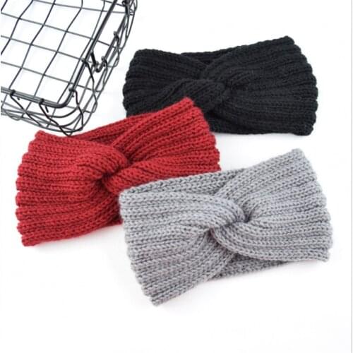 European and American knitted cross wool headband ear protection headgear hand-woven headband fashion warm hair accessories