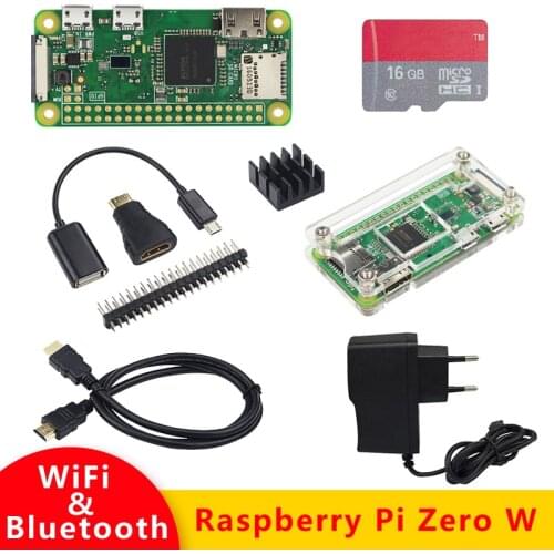 Raspberry Pi Zero W kit 512MB RAM on-board WiFi & Bluetooth + Acrylic Case + Heat Sink for Raspberry Pi Better than Zero 1.3