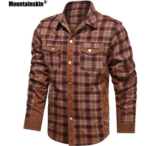 Mountainskin Mens Shirt Casual Plaid Shirts Mens Jacket Spring Autumn Outwear Fashion Men Brand Clothing DC083