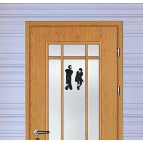 Removable Cute Man Woman Washroom Toilet WC Wall Sticker Family DIY Decor Mirror Sticker Home Decor for Bathroom Supplies