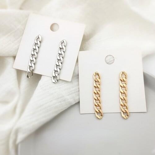 S925 Silver Needle Chain Earrings Fashion Hip Hop Punk Earrings Chain Hypoallergenic Stud Earrings