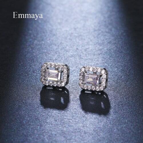 Emmaya Classic Series Rectangle Appearance Noble White Color Tiny And Pure Earring For Women&Girls Personality Dress-up