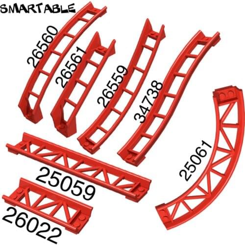 Smartable Roller Coaster Rail Bow /Slope With Shaft /Edges Part Building Block Toy Compatible 25059/25061/26022/26559 4pcs/Lot