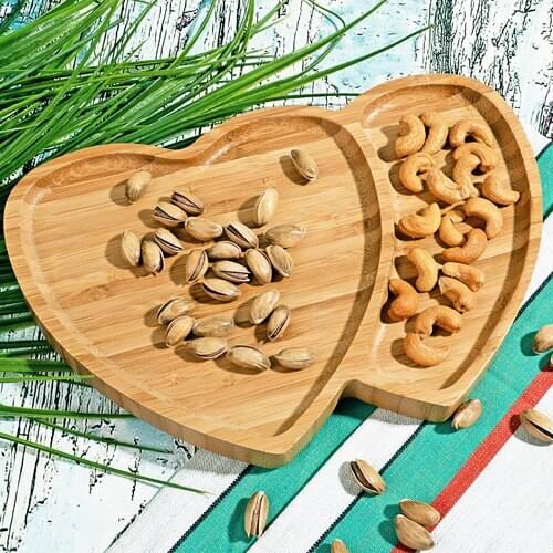 Plate Twin Heart Bamboo 24717S