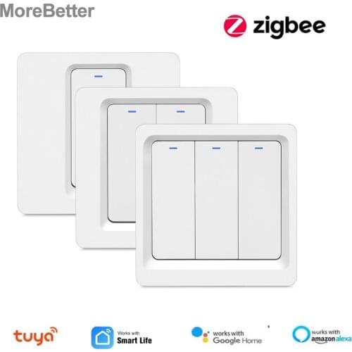 Tuya Zigbee Push Wall Switch Smart Home Remote Control Wireless Light Single Live Wire Zigbee Switch via Smart Life APP Need Hub