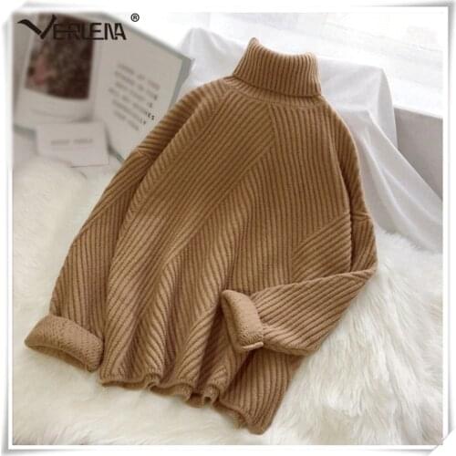 Verlena Autumn 2019 Warm Thick Jumper Pullover Turtleneck Oversized Sweater for Women School Korean Casual Sweaters Pull Femme