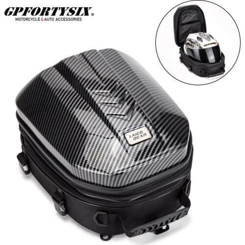 Waterproof Motorcycle Helmet Bag Carbon Fiber Rear Seat Saddle Bags Motocross Tail Bag Cycling Equipment Motor Back Seat Pack