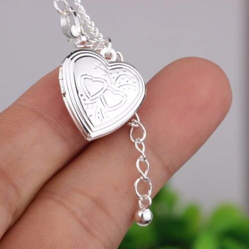 N124 Fashion jewelry silver plated heart with consonance heart shape locket pendant necklace
