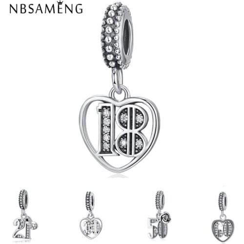 Newest 925 Sterling Silver Bead Crystal Beautiful Birthday Love Charms Beads Fit Women Bracelet & Bangle DIY Jewelry