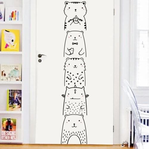 1pc Cute animal bear naughty cat cute vinyl wall applique kitchen cabinet art cartoon door stickers children room decoration
