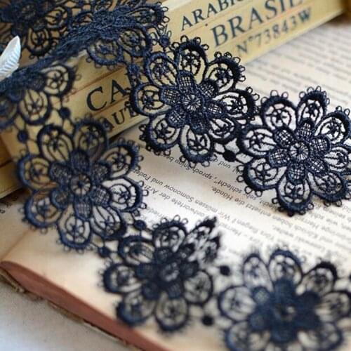 10m/lot Width 5cm Novelty DIY lace Fabric Black White Water soluble lace /clothing materials lace DIY Accessories