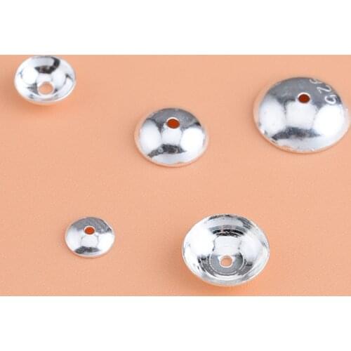 10pcs925 sterling silver flower hat accessories, round smooth surface flower , handmade DIY beading material crystal accessori