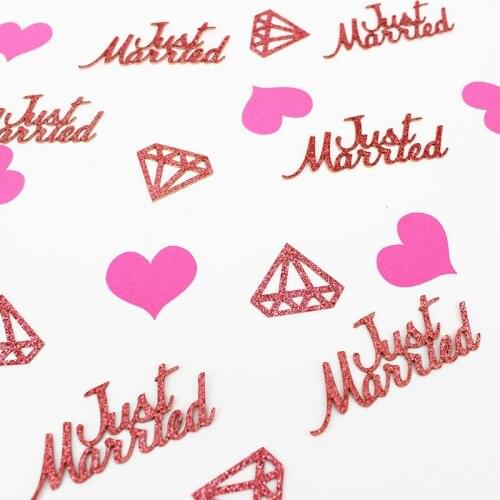100Pcs Just Married Wedding Party Paper Confetti Diamonds Heart DIY Paper Confettis Hen Party Wedding Decoration kw37