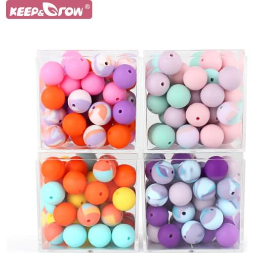 20pcs Silicone Round Beads 15mm Food Grade Infant Pacifier Clip Teether Chain Oral Care Chew Leopard Print Baby Teething Bead