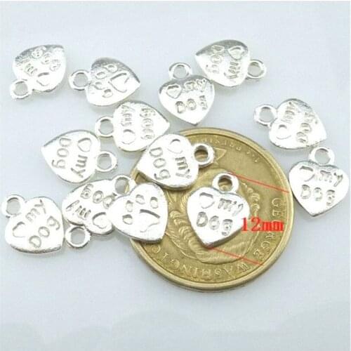 25pcs Charms My Dog Paw 12mm Silver Plated Pendants Making DIY Handmade Tibetan Silver 13437