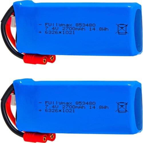 2S 7.4V 2700mAh Lipo Battery for Syma X8C X8W X8G Rc Drone Spare Parts 7.4V 853480 Battery banana Plug for RC Toys parts 1-10PCS