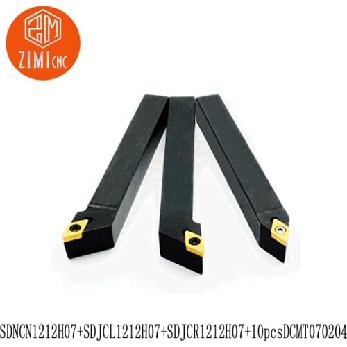3pcs 1/2" CNC Lathe Carbide Turning Tools Indexable Holder Set SDNCN1212H07 + SDJCL1212H07 + SDJCR1212H07+10 pcsDCMT070204Insert