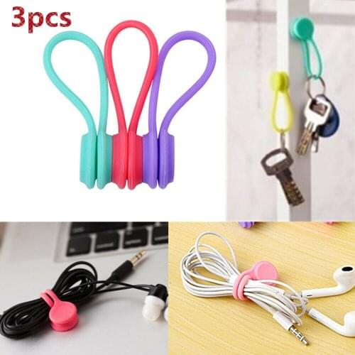 3 Pcs Magnetic Tie Cable Organiser Headphone Earphone Cord Winder Holder Clip be