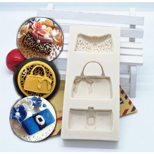 3D Ladies Bags Fondant Cake Silicone Molds Cake Border Decorating Tools Gumpaste Chocolate Kitchen Baking Accessories Tools M141