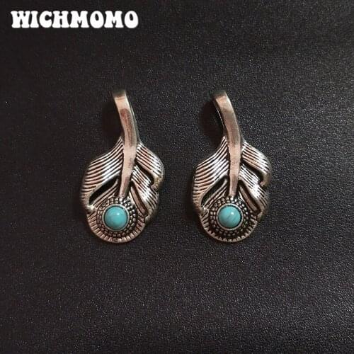 Fashion 4pcs/bag 36*18MM Big Hole Zinc Alloy Small Feather with Charms Pendant for DIY Jewelry Accessories