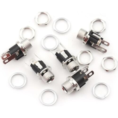 5 Pcs 5.5mmx2.1mm DC Power Jack Socket Female Panel Mount Connector