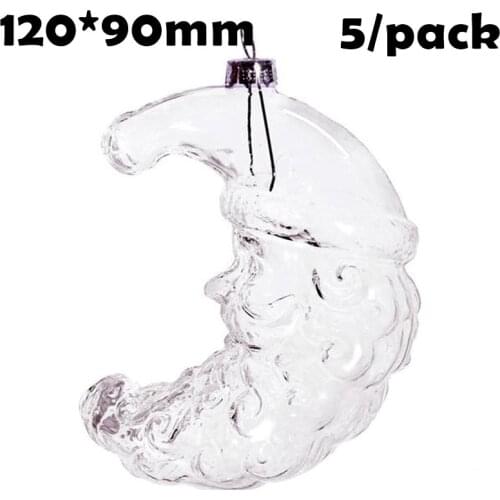 Promotion - DIY Paintable Clear Christmas Decoration Ornament 120*90mm Glass Moon Santa, 5/Pack