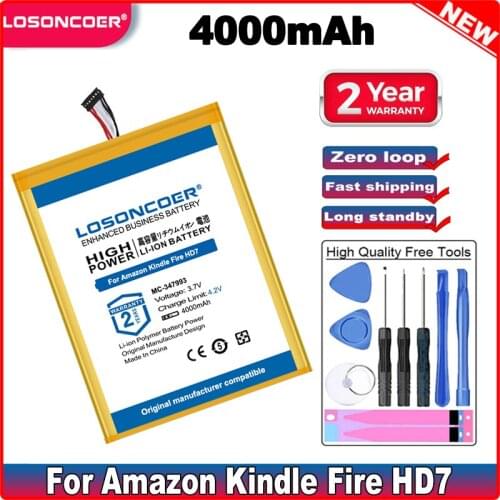 LOSONCOER 4000mAh MC-347993 58-000084 Battery For Amazon Kindle Fire HD7 Four Generations SQ46CW Batteries