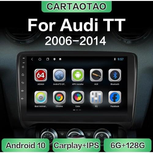 Android 10.0 car radio GPS navigation WiFi CarPlay multimedia player for Audi TT MK2 8J 2006 2007-2014 DSP RDS IPS NO DVD 2din