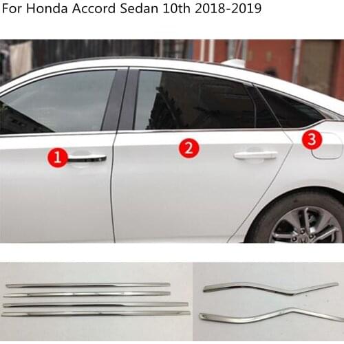 Car Cover Stick Stainless Steel Glass Window Garnish Pillar Column Trim For Honda Accord Sedan 10th 2018 2019 2020 2021