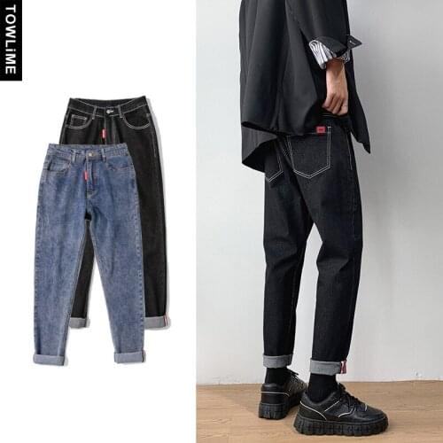 Fashion Slim Fit Taper Jeans For Men Streetwear Korean Designer Denim Slim Homme Elastic Jean Pencil Pant Unisex Casual Trousers