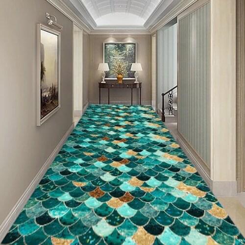Nordic Style Carpet for Living Room Doorway Corridor Rug Mat Flannel Non-slip Kitchen Bedroom Area Rug Fish Scales 3D Carpets