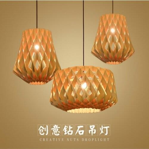 Creative Chandelier Logs Dining Room Lamp Simple Modern mu deng Solid Wood Dining Room Lamp Led a chandelier Paper Bo Museum