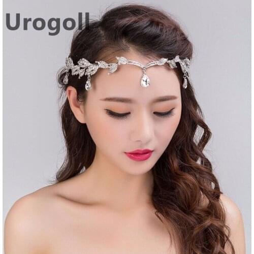 Fashion Crystal Crown Bridal Wedding Hair Accessories Rhinestone Waterdrop Leaf Tiara Headband Frontlet Bridesmaid Hair Jewelry
