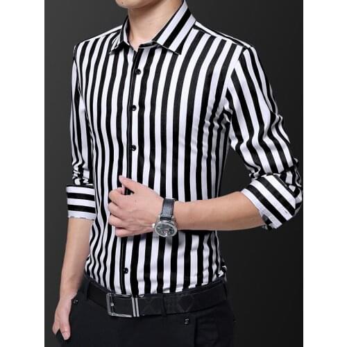 Mens Business Casual Long Sleeved Shirt Classic Striped Male Social Dress Shirts Men Striped Shirts Casual Long Sleeved Mens Shi