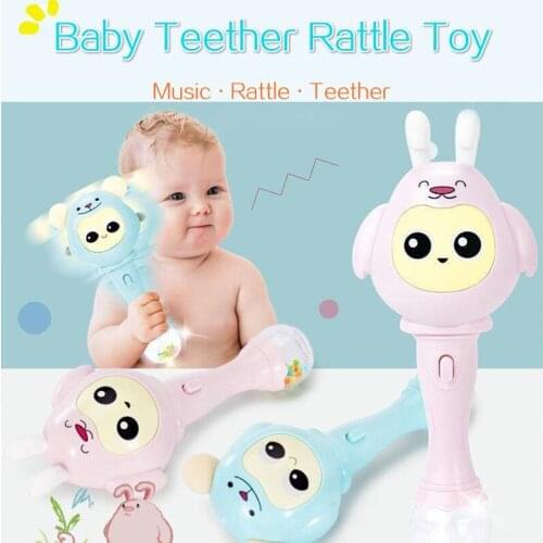 0-12M Musical Flashing Baby Rattles Infant Hand Bells 11 Colors Cute Rabbit Hand Bells Rattle Newborn Early Educational Toys