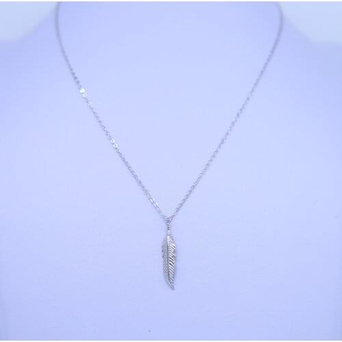 2017 New Fashion womens vintage long necklace jewelry 925 silver simple feather pendant necklaces Jewelry gifts