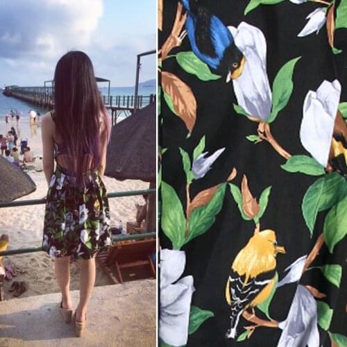 Peony and bird pattern fabric Retro style fabric Calico Printed cotton fabric for DIY Bag 1 order=50cm*140cm