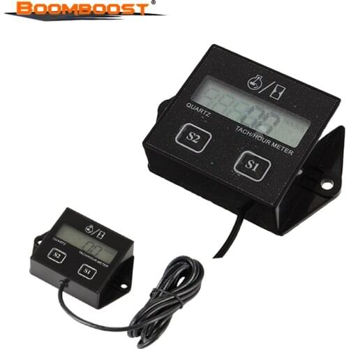 1pc BoomBoost Hour meter motorcycle Tachometer 2&4 Stroke gasoline Engine Spark For Boat/Motocross/Bike 12V CAR LCD display