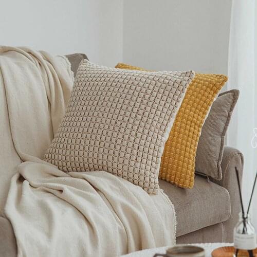 Solid Pillow Case Nordic Style Textue Back Support Cushion Cover Pillowcase Dorm Bedding Black White Decorative Home Decor