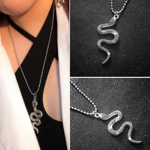 Silver Color Snake Pendant Vintage Necklace for Men Women Cool Metal Chain Steampunk Necklace Fashion Jewelry Accessories Gift