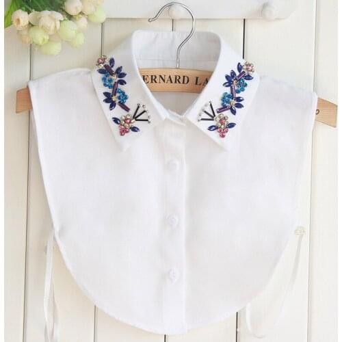 High Quality Chiffon Shirt False Collar Korean Style Color Artificial Crystal Flower Sweater Decoration Women Detachable Collars